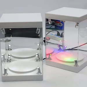 Custom White Action Rotating Figure Display Case with mirrors