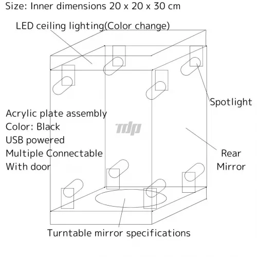 Custom White Action Rotating Figure Display Case with mirrors