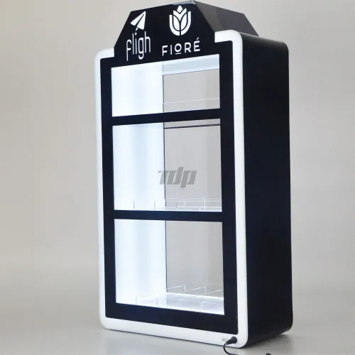 black and white acrylic vape display stand with logo - LED retail POS display rack