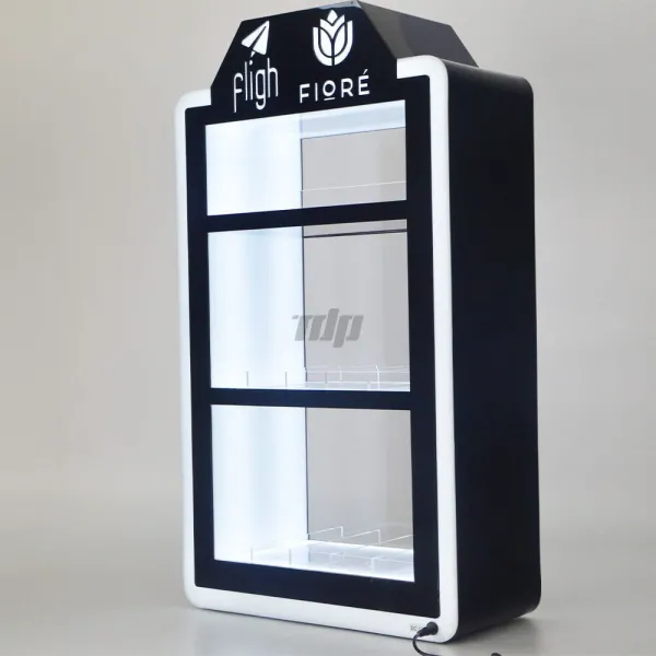 black and white acrylic vape display stand with logo - LED retail POS display rack