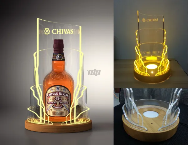 Chivas LED wine display stand with charging port and illuminated