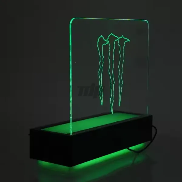 Monster Energy LED Bottle Display Stand with 3D Laser Engraved Logo and Fluorescent Green Lighting