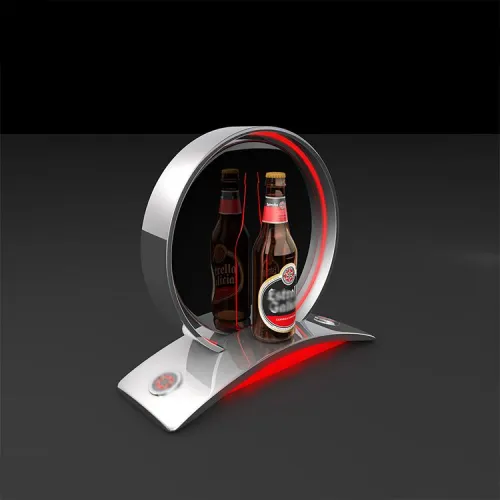 Chivas Regal oval branded acrylic metal stand for luxury liquor stores