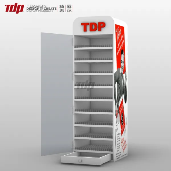 S1041High-Capacity Tobacco Display Shelf with Drawer & Adjustable Layers