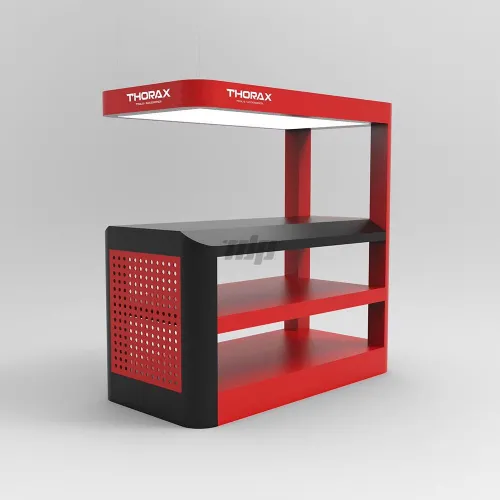 large floor-standing industrial tool shelving with led lighting