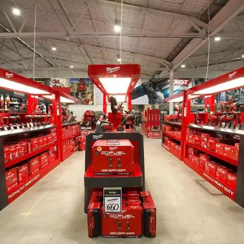 M1002 THORAX Heavy Duty Metal Tool Display Rack - Industrial Hardware Shelving for Retail Stores