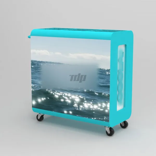 M1003 Metal Mobile Cosmetic Display Cart - Rolling Retail Makeup & Skincare Shelving Unit