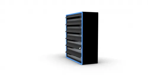 compliant tobacco display rack with linked doors (LED-lit)