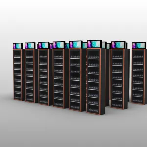 S1044 Remote-Controlled Lock & Screen-Equipped LED Tobacco Display Rack - Heavy Duty Metal Floor Standing Cigarette Shelf