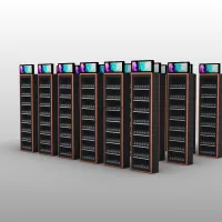S1044 Remote-Controlled Lock & Screen-Equipped LED Tobacco Display Rack - Heavy Duty Metal Floor Standing Cigarette Shelf