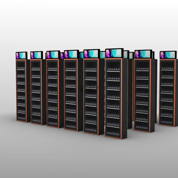 S1044 Remote-Controlled Lock & Screen-Equipped LED Tobacco Display Rack - Heavy Duty Metal Floor Standing Cigarette Shelf