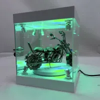 RGB Lighted Acrylic Display Case with Rotating Base for Motorcycle Models & Action Figures