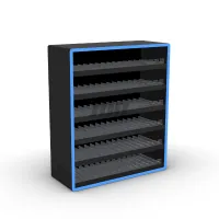 S1043 Compliant LED-Lit Tobacco Display Rack with Linked Doors - Heavy Duty Metal Floor Standing Cigarette Shelf