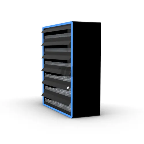 S1043 Compliant LED-Lit Tobacco Display Rack with Linked Doors - Heavy Duty Metal Floor Standing Cigarette Shelf