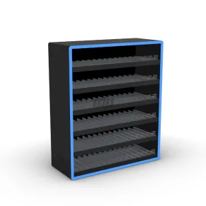 S1043 Compliant LED-Lit Tobacco Display Rack with Linked Doors - Heavy Duty Metal Floor Standing Cigarette Shelf