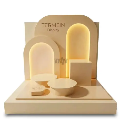 C1008 LED Wooden Cosmetic Display Shelf with Arched Backplate
