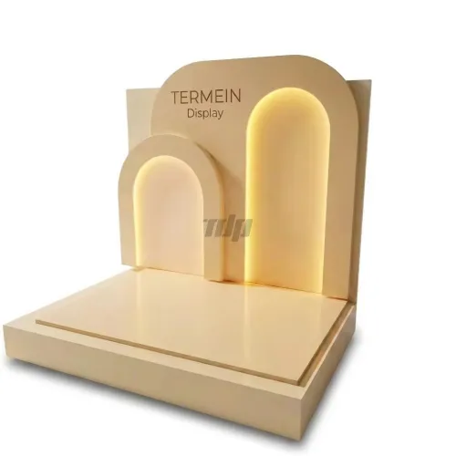 C1008 LED Wooden Cosmetic Display Shelf with Arched Backplate