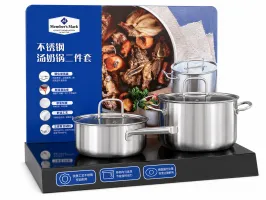H1001 Custom Countertop Cookware Display Stand with Printed Advertising Backboard