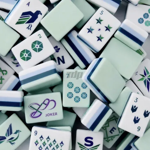 Light green art pattern American mahjong tiles