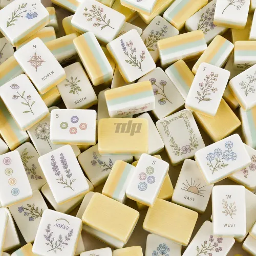 Cream engraved American mahjong acrylic tiles