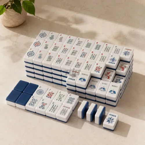 Stacked custom American mahjong tile set