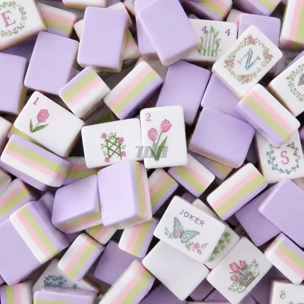 Purple floral UV printed American mahjong tiles