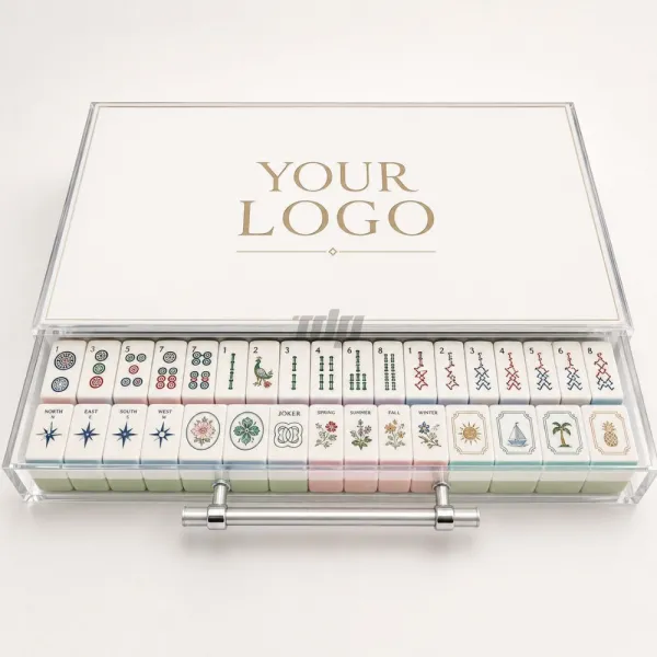 Sliding lid acrylic mahjong storage case with pull handle