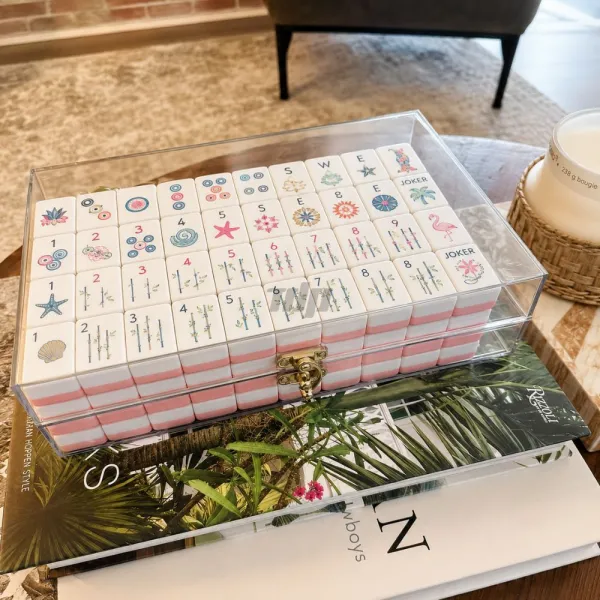 Lockable acrylic mahjong set storage case