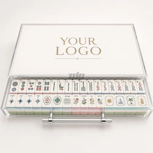 Custom logo acrylic mahjong case with sliding lid