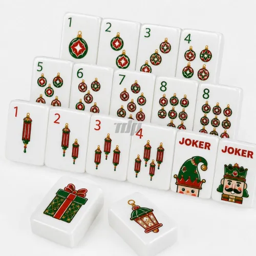 Holiday American mahjong tiles, bauble and gift box acrylic mahjong blocks