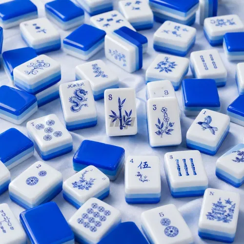 Blue white porcelain acrylic American Mahjong tiles