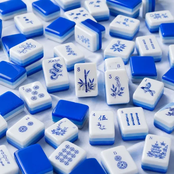 Blue white porcelain acrylic American Mahjong tiles