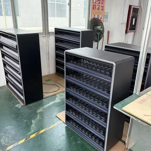 metal tobacco display rack with illuminated shelves