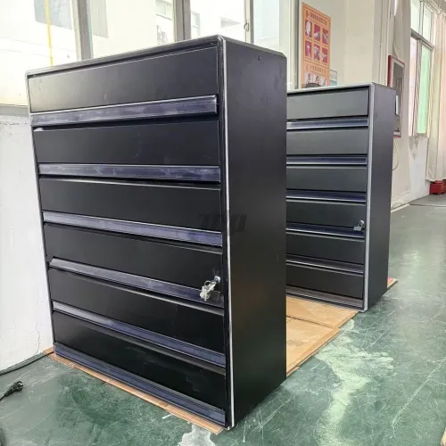 lockable cigarette display cabinet with flip-up doors