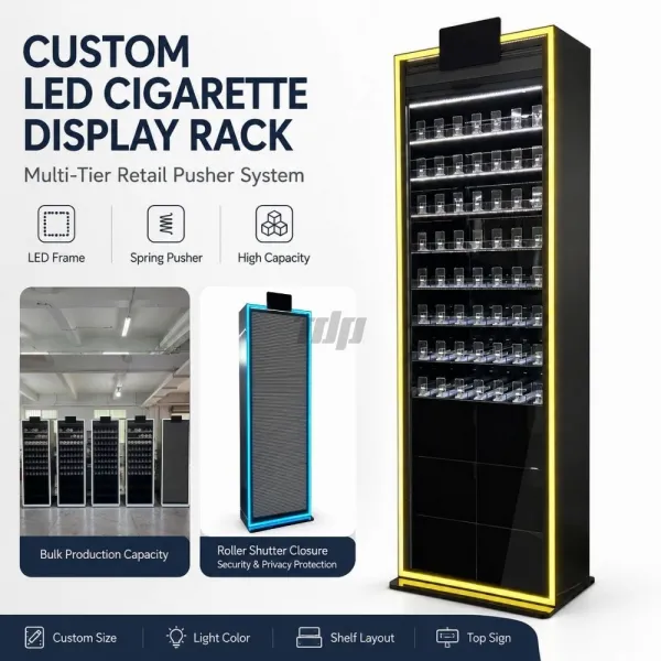 custom acrylic cigarette display rack with RGB lighting