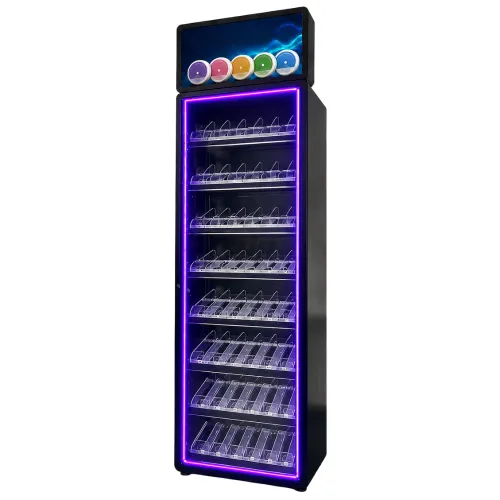 RGB illuminated cigarette display cabinet with LED screen
