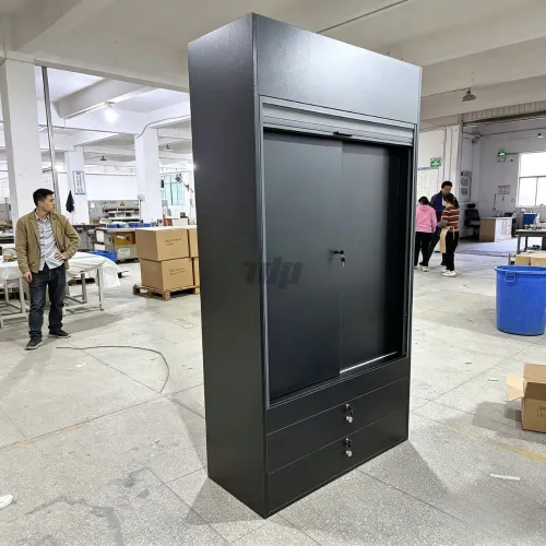 cigarette display cabinet with lockable sliding inner door