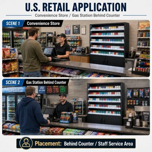 cigarette display cabinet for convenience store and petrol station counters