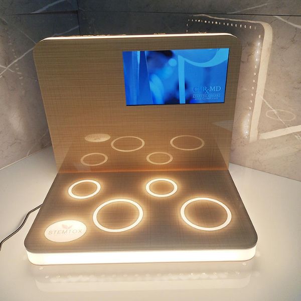 Smart Electronics Display Rack Project with LCD Screen and LED Lighting